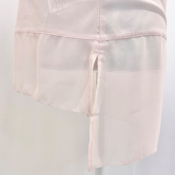 New French Connection Mixed Fabrics High Low Hem Short Sleeve Top Blush Pink XS - Picture 9 of 14